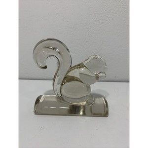 Vintage Barth Art Glass Squirrel On Curved Log Figurine Statue Bookend